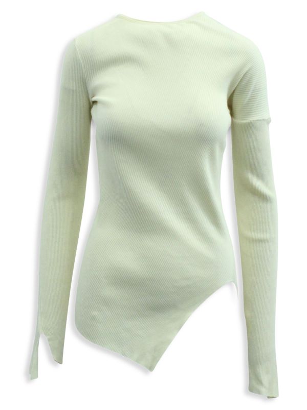 Helmut Lang Helmut Lang Twisted Rib Asymmetric Sweater In White Paper Yarn